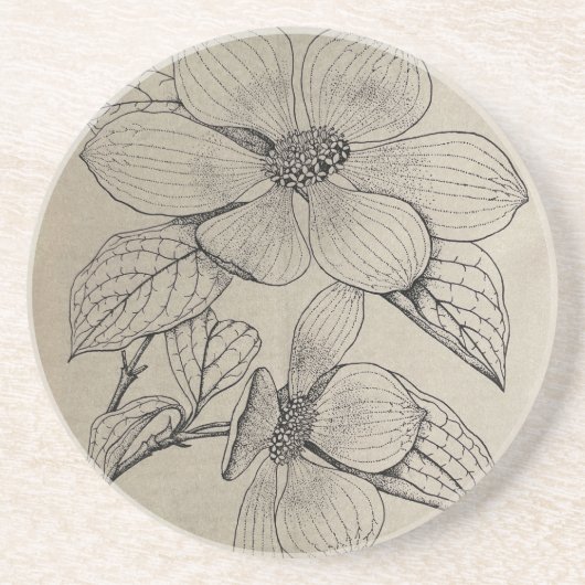 Dessous de verre en pierre de sable de Dogwood (Devant)