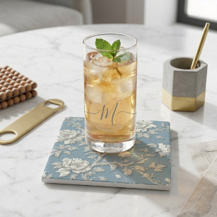 Dessous-de-verre En Pierre Décor de cottage français en détresse bleu Boisson