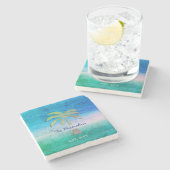 Dessous-de-verre En Pierre Décor d'été Tropical Ocean Palm Tree (Côté)