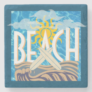 Dessous-de-verre En Pierre Décor Plage Surf