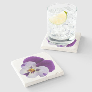 Dessous-de-verre En Pierre Découpe de pensée blanche violette