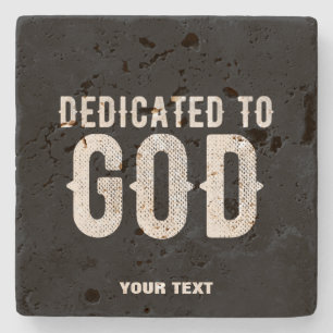 DESSOUS-DE-VERRE EN PIERRE DÉDIÉ À DIEU COOL PERSONNALISABLE TEXTE BLANC