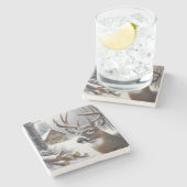 Dessous-de-verre En Pierre Deer d'hiver/Buck art (Côté)