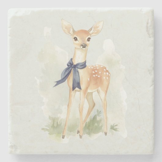 Dessous-de-verre En Pierre Deer with Blue Bow (Devant)