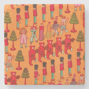 Dessous-de-verre En Pierre Défilé de jouets de Noël vintage 1907 Magazine Puc