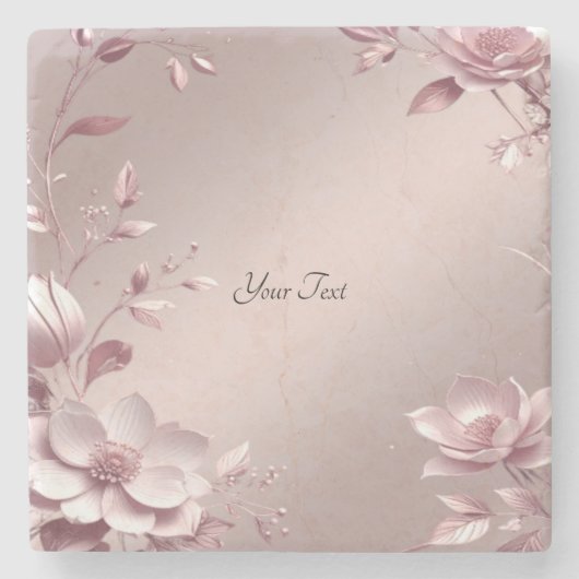 Dessous-de-verre En Pierre Delicate Pink Floral Stone Coaster (Devant)