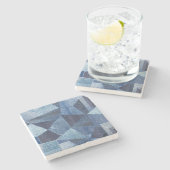Dessous-de-verre En Pierre Denim Urban : Patchwork à rayures détendues. (Côté)