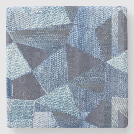 Dessous-de-verre En Pierre Denim Urban : Patchwork à rayures détendues. (Devant)