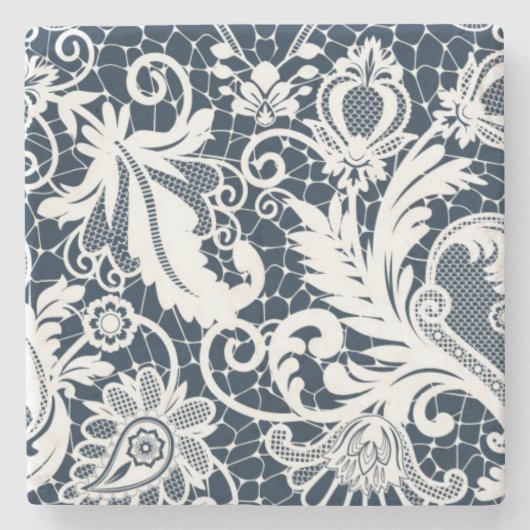 Dessous-de-verre En Pierre Dentelle blanche 2 (Devant)