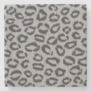 Dessous-de-verre En Pierre Dentelle nette noire avec le motif de léopard sur