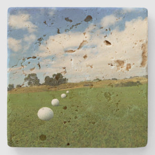 Dessous-de-verre En Pierre Des Boules De Golf Bordées Au Drapeau,