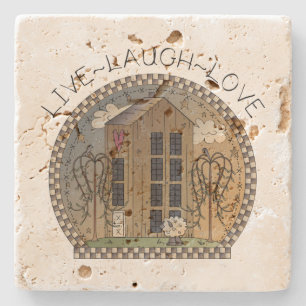 Dessous-de-verre En Pierre Des maisons rustiques primitives rient en direct
