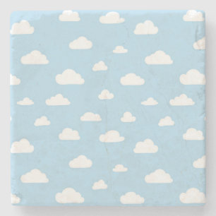 Dessous-de-verre En Pierre Des nuages de caricatures blanches sur le Motif Ar