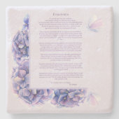 Dessous-de-verre En Pierre Desiderata Purple Hydrangea et Papillons (Devant)