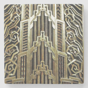 Dessous-de-verre En Pierre Design Art nouveau métallique, vintage, élégant