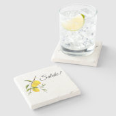 Dessous-de-verre En Pierre Design de branche de citron avec Salute ! (Côté)