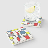 Dessous-de-verre En Pierre Design de style mondrien (Côté)
