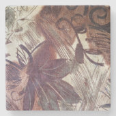Dessous-de-verre En Pierre Design floral abstrait marron 1 (Devant)