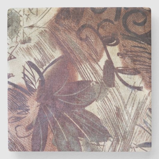 Dessous-de-verre En Pierre Design floral Brown Abstrait 1 (Devant)