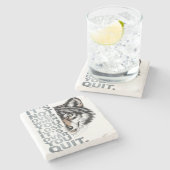 Dessous-de-verre En Pierre Design motivationnel audacieux Wolf : persévérance (Côté)