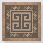 Dessous-de-verre En Pierre Design noir Motif grec (Devant)