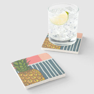 Dessous-de-verre En Pierre Design vif d'ananas solitaire