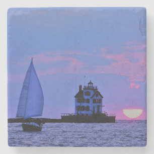 Dessous-de-verre En Pierre Desserte en pierre de coucher de soleil