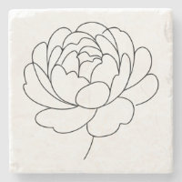 Dessin au trait de pivoine minimaliste en fleurs