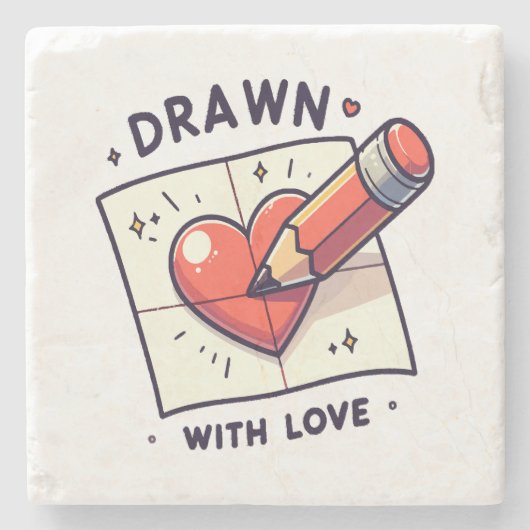 Dessous-de-verre En Pierre Dessin avec amour (Devant)