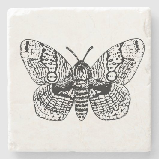 Dessous-de-verre En Pierre Dessin Brahmin moth (Devant)
