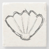 Dessous-de-verre En Pierre Dessin de coquillage (Devant)