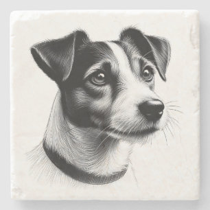 Dessous-de-verre En Pierre Dessin de Jack Russell Terrier