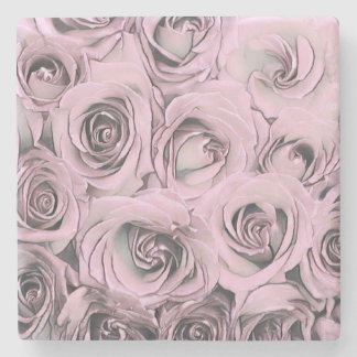 Dessous-de-verre En Pierre Dessin élégant vintage de roses roses grises noire