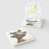 Dessous-de-verre En Pierre dessin humoristique âne (Côté)