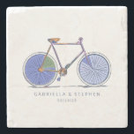 Dessous-de-verre En Pierre Dessin personnalisé avec ligne de bicyclette mauve<br><div class="desc">Bicyclette mauve Ligne Art Dessin Dessous de verre en pierre personnalisée</div>