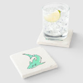 Dessous-de-verre En Pierre dessin souriant requin menthe bleu vert océan anim (Côté)