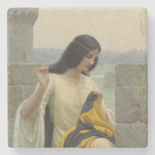 Dessous-de-verre En Pierre Dessiner le drapeau standard (Femme médiévale)