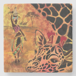 Dessous-de-verre En Pierre Dessous de verre africain de la femme et de la gir