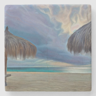 Dessous-de-verre En Pierre Dessous de verre avec photo de plage
