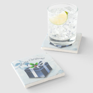 Dessous-de-verre En Pierre Dessous de verre cadeau de Noël bleu Pierre