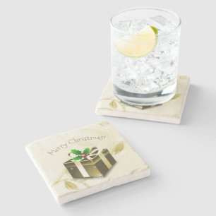 Dessous-de-verre En Pierre Dessous de verre cadeau de Noël or en pierre