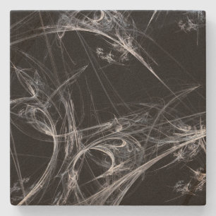 Dessous-de-verre En Pierre Dessous de verre Carré fractal noir et blanc