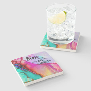 Dessous-de-verre En Pierre Dessous de verre d'amour et de rire coloré