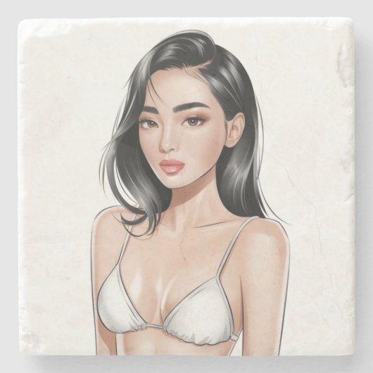 Dessous-de-verre En Pierre Dessous de verre de beauté de la plage (Devant)