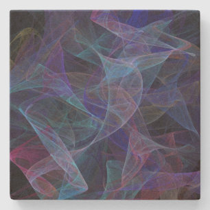 Dessous-de-verre En Pierre Dessous de verre de Carré Abstrait Fractal bleu ép