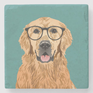 Dessous-de-verre En Pierre Dessous de verre de golden retriever de hippie