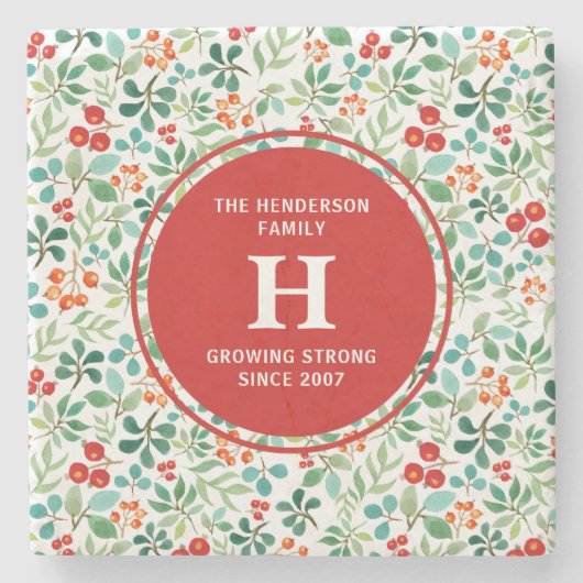 Dessous-de-verre En Pierre Dessous de verre de monogramme de Noël de branches (Devant)