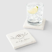 Dessous-de-verre En Pierre Dessous de verre de Monogramme Mariage rustique (Côté)