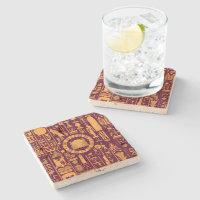 Dessous de verre de pierre égyptien Hiéroglyphes