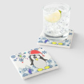 Dessous-de-verre En Pierre Dessous de verre de pierre en marbre pingouin Noël (Côté)